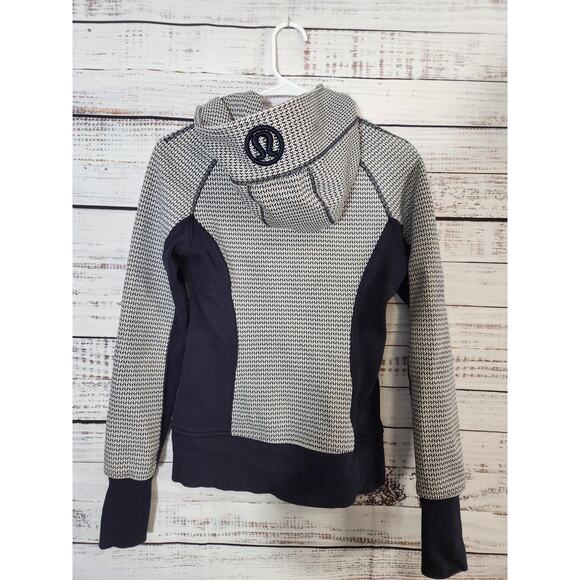 Lululemon Scuba Hoodie II Washi Weave Angel Wing Naval Blue women's size 4 - Picture 2 of 6